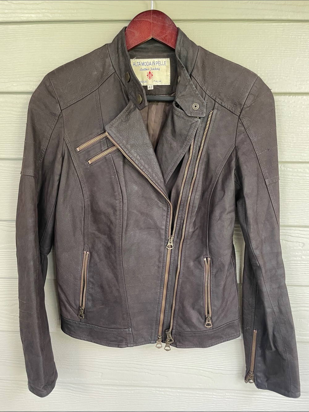 Women's Dark Black Leather Jacket from Italy
